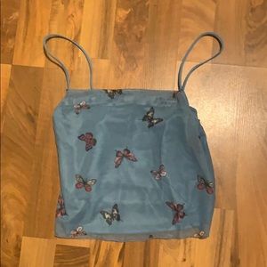 sheer butterfly crop tank
